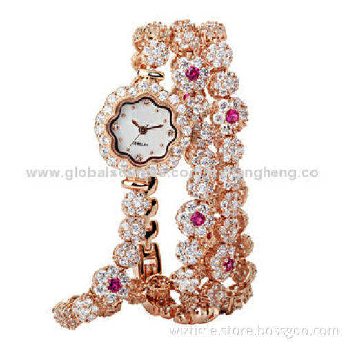 2014 lady's alloy double jewelry band watchesNew